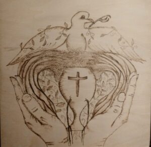 realistic sacred heart drawing